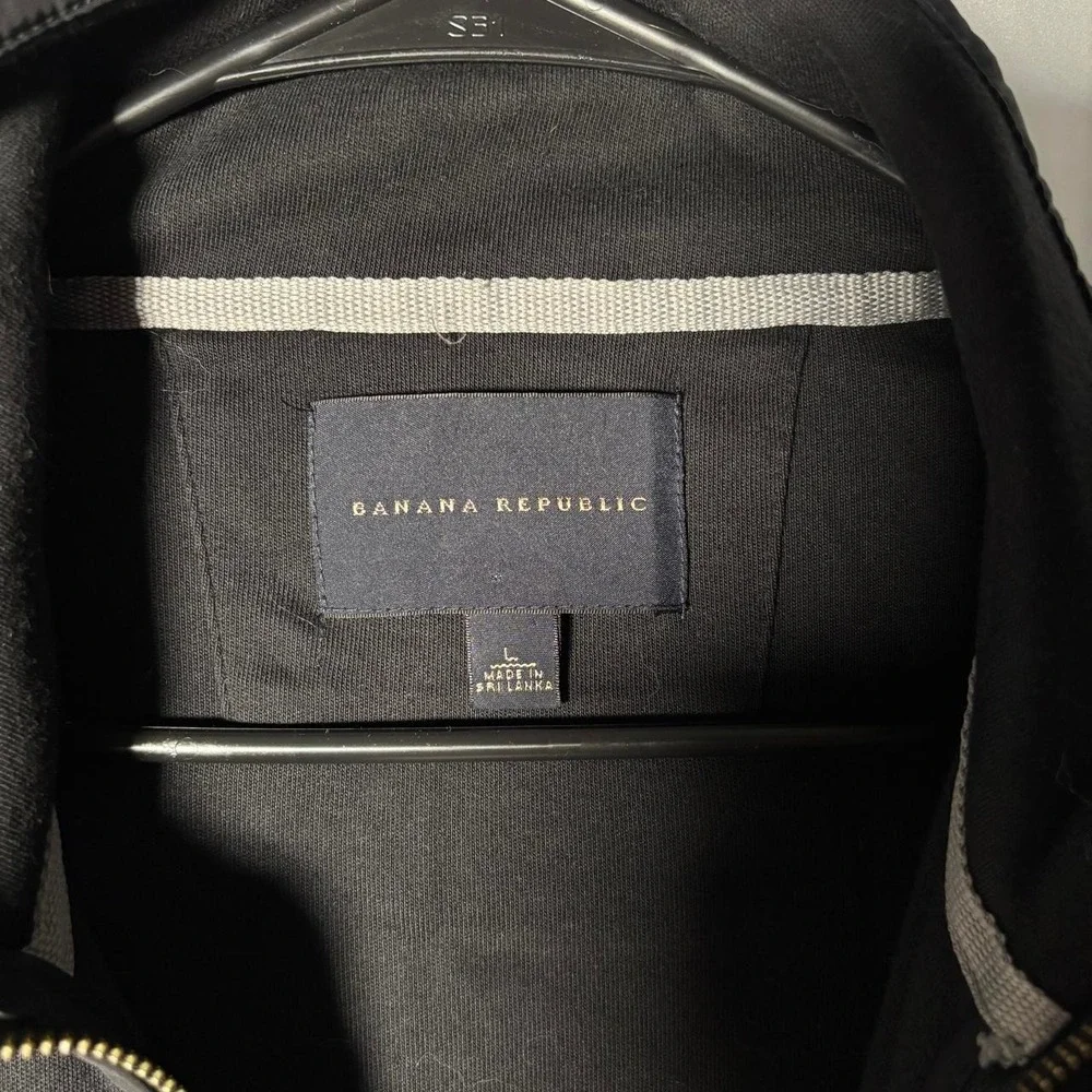 Banana Republic Full Zip Jacket Mens Large Black Excellent Mock Neck Utility